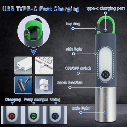 Rechargeable LED Zoom Flashlight – Waterproof, Shockproof, 2-Way Charging | Buy 1 Get 1 Free
