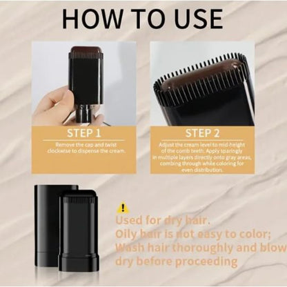 Hair Color Stick with Comb - Instant Gray Hair Cover - Buy 1 Get 1 Free