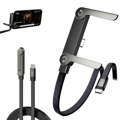 2-in-1 240W Fast Charging Cable with 360° Foldable Phone Stand