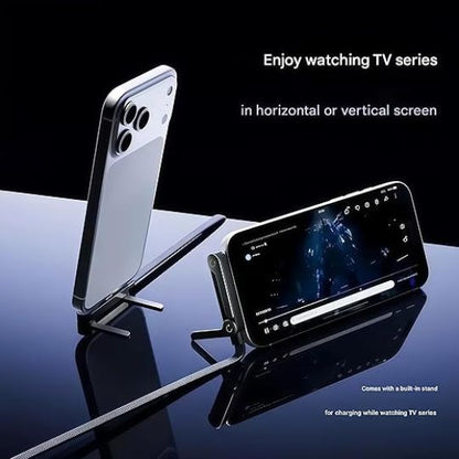 2-in-1 240W Fast Charging Cable with 360° Foldable Phone Stand